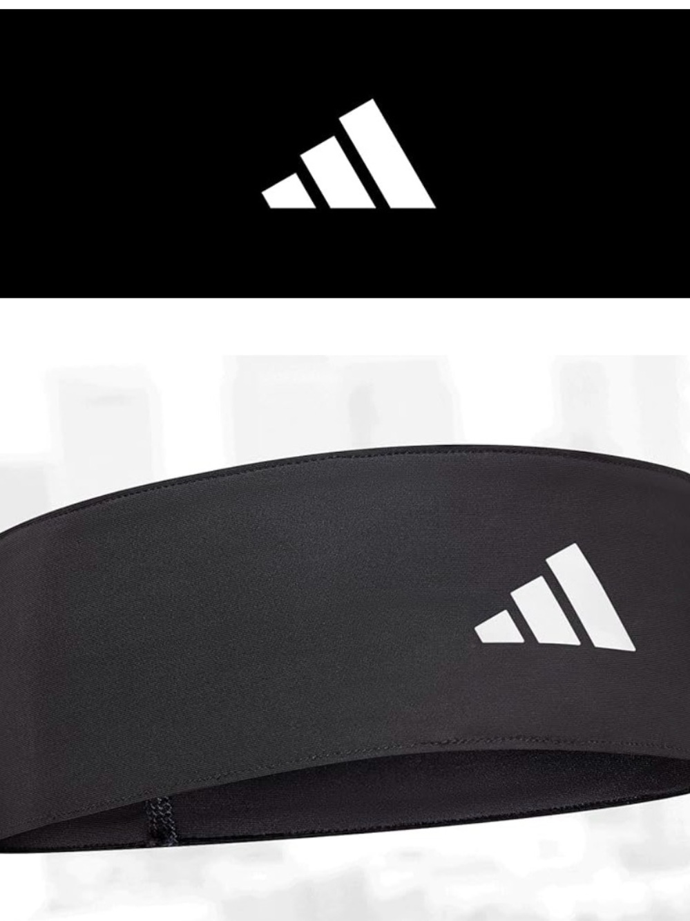 adidas Black Stretch Sports Headband with White Logo